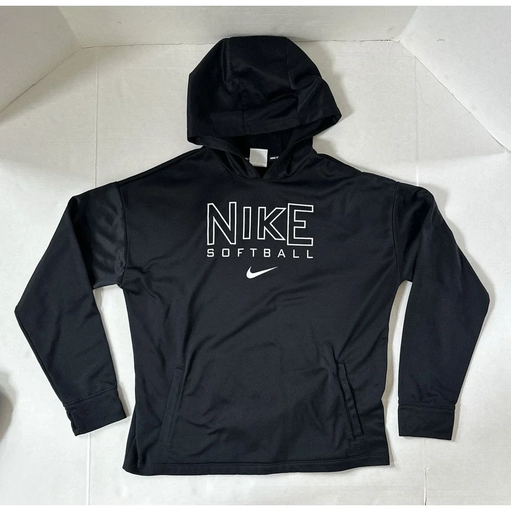 Nike Softball Therma-Fit Fleece Hoodie Pullover Black Size Kids Girls XL